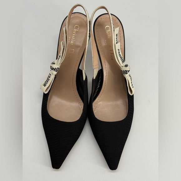 Christian Dior J'adior Slingback Pumps Black Technical Fabric Size 40 - Picture 2 of 10